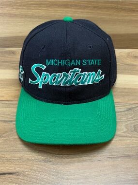 Vintage Michigan State SpartansGreen-Brim Snapback Cap